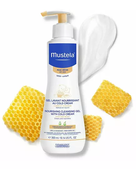 Cleansing gel for face and body with Cold Cream Mustela Baby-Child 300 ml, image 2