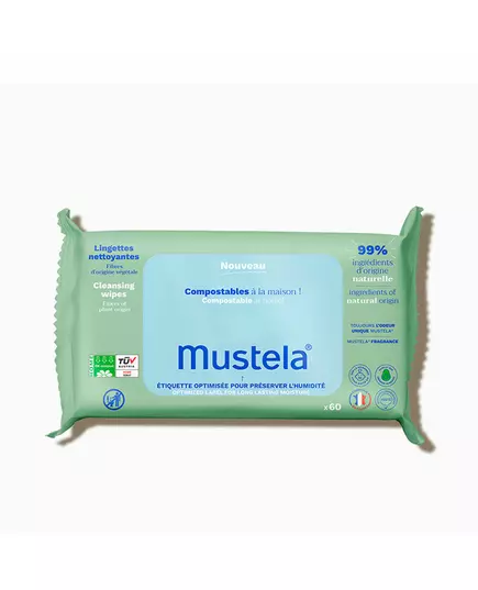 Mustela Bio Compostable Cleaning Wipes, 60 units